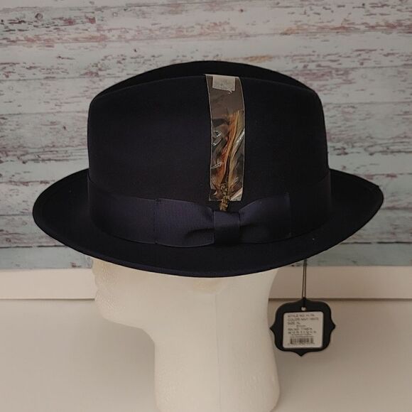 MEN'S MONTIQUE 2 1/4" BRIM 100% WOOL FELT WHITE BOTTOM FEDORA HAT. H79 - Picture 2 of 8